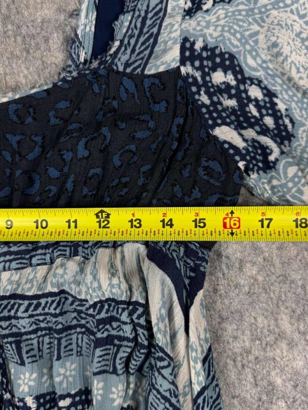 Free People Dress Kaftan Sleeve Mini Blue Boho Ruffle Sz S Square Neck Peasant - Picture 10 of 10